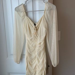 Cream colored mesh long sleeve dress